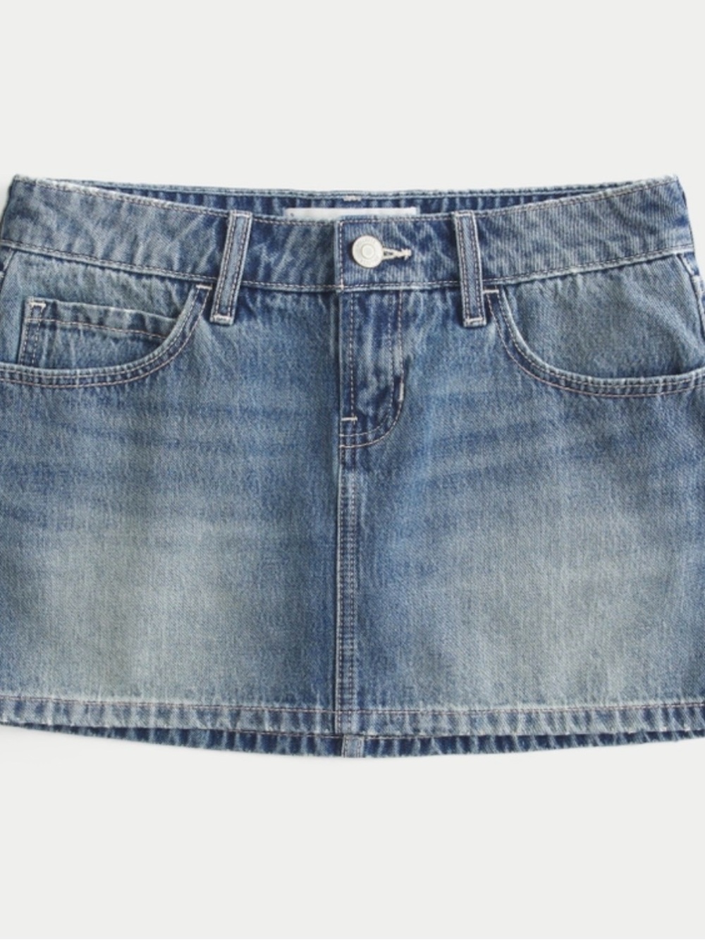 Hollister Washed Blue Denim Mini Skirt